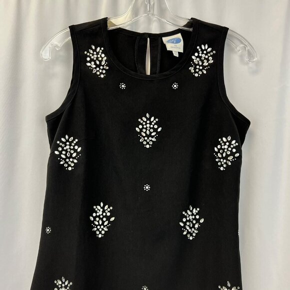 DG2 by Diane Gilman Womens Sleeveless Blouse Black/Rhinestone Keyhole Back XS - Picture 2 of 9